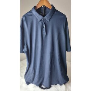 Charles Tyrwhitt Navy Blue Solid Short Sleeve Polo Shirt Extra Large Men